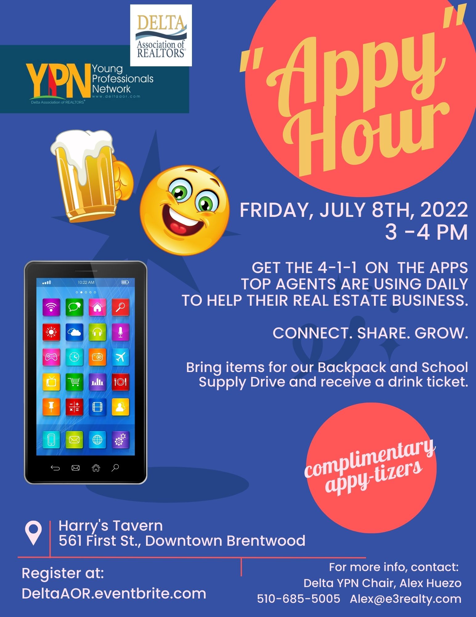 Flyer for Delta YPN Appy Hour